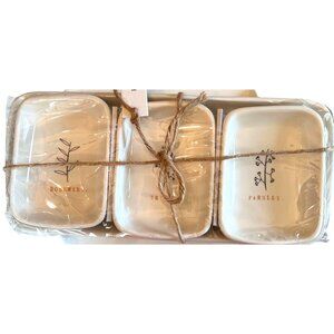 Rae Dunn Artisan Collection Ceramic Herb Dishes Rosemary Thyme Parsley Set Of 3